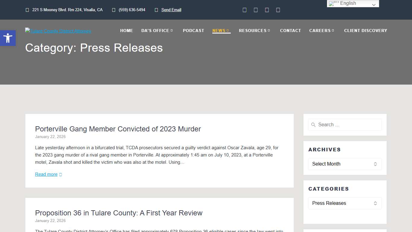 Press Releases – Tulare County District Attorney